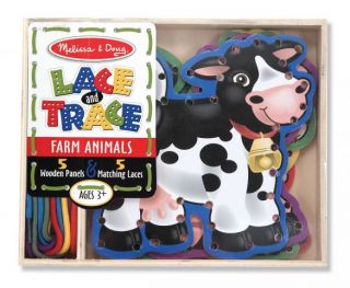 M&D 5 Wooden Panels & Matching Laces - Farm Animals