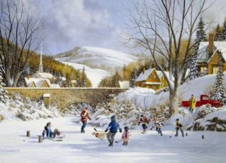 Cobble Hill 1000 pcs Puzzle - Hockey On Frozen Lake