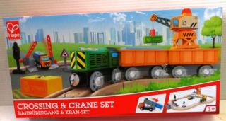 Wooden Railway & Trains - Crossing & Crane Set