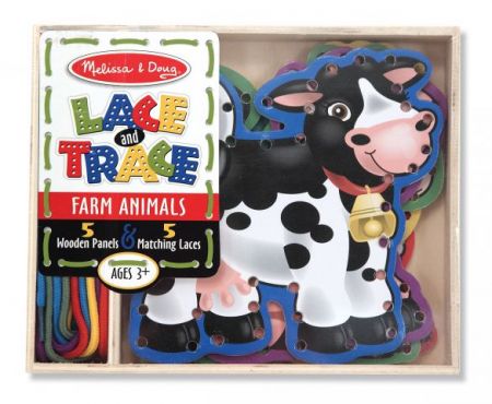 M&D 5 Wooden Panels & Matching Laces - Farm Animals