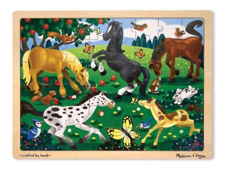 M&D Wooden Jigsaw Puzzle, 48 pcs Puzzle - Frolicking Horses