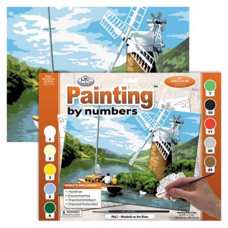Painting By Numbers - 10 Colors Set : Windmill on the River
