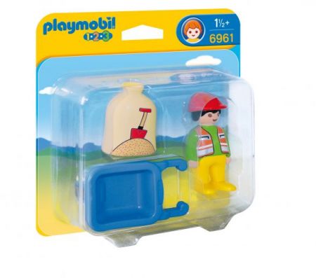 Playmobil #6961 - 1.2.3 Worker with Wheelbarrow